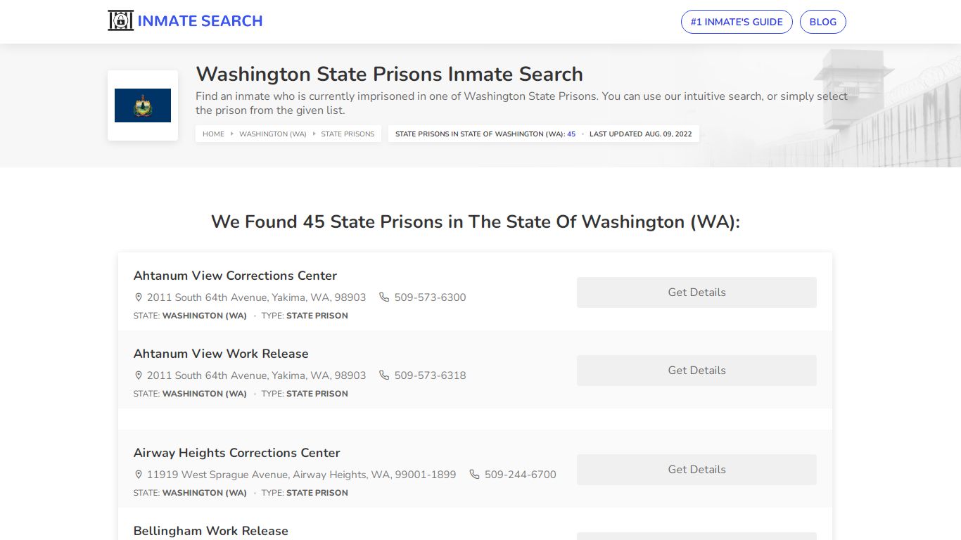 Washington State Prisons Inmate Search