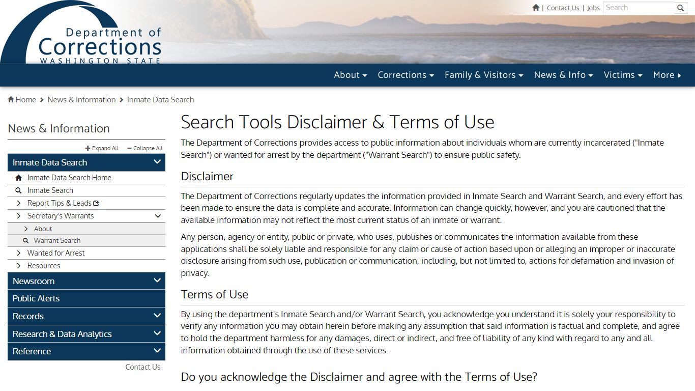 Search Tools Disclaimer & Terms of Use | Washington State ...